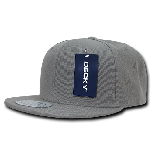 Decky 350 - Blank Snapback Hat, 6 Panel Flat Bill Cap