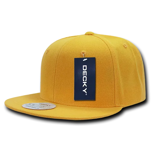 Decky 350 - Blank Snapback Hat, 6 Panel Flat Bill Cap