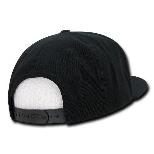 Decky 350 - Blank Snapback Hat, 6 Panel Flat Bill Cap