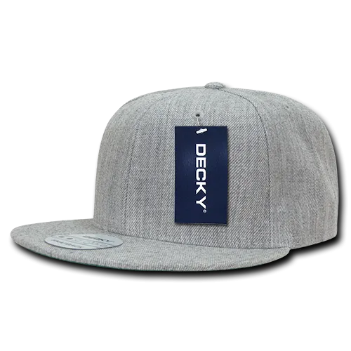 Decky 350 - Blank Snapback Hat, 6 Panel Flat Bill Cap