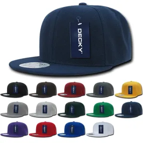 Decky 350 - Blank Snapback Hat, 6 Panel Flat Bill Cap