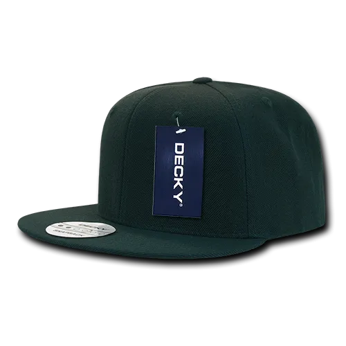 Decky 350 - Blank Snapback Hat, 6 Panel Flat Bill Cap