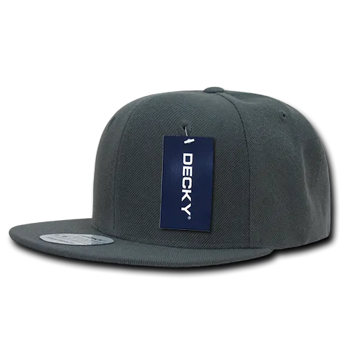 Decky 350 - Blank Snapback Hat, 6 Panel Flat Bill Cap