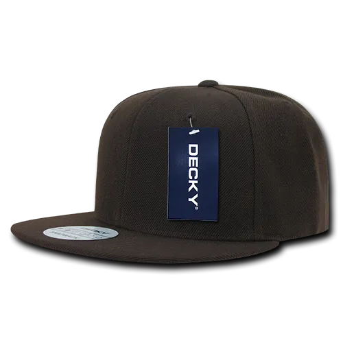 Decky 350 - Blank Snapback Hat, 6 Panel Flat Bill Cap