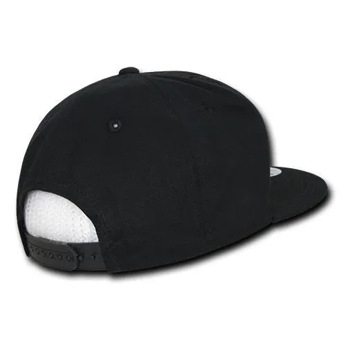 Decky 357 Quilted Snapback Hat 6 Panel Flat Bill Cap