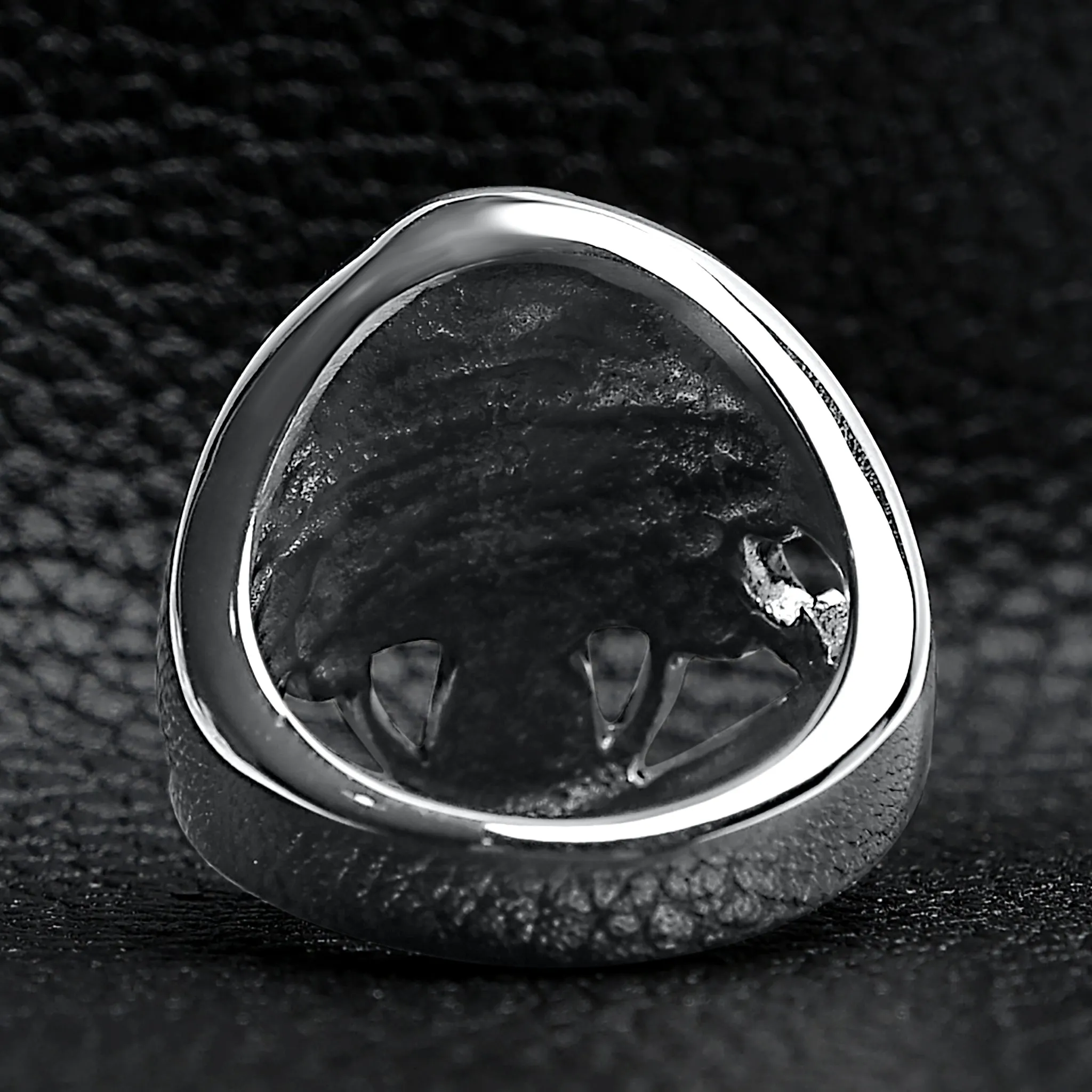 Detailed Eye Patch Skull With Skull Hat Stainless Steel Ring / SCR4028