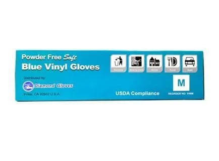 Disposable Gloves Diamond Advance Blue Vinyl Industrial Gloves 4 Mil CDV46