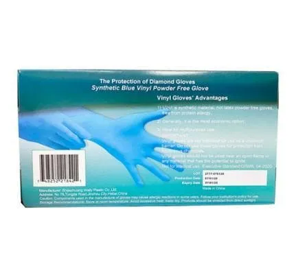 Disposable Gloves Diamond Advance Blue Vinyl Industrial Gloves 4 Mil CDV46