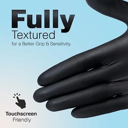 Disposable Gloves Raxwell, Black Nitrile Exam Gloves 6.5 mil RXE2023BK