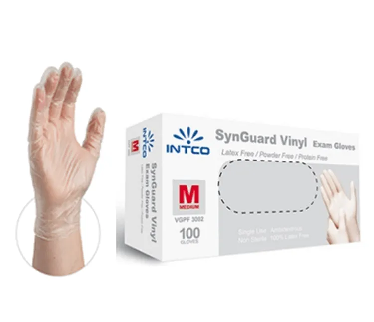 INTCO SynGuard Disposable Vinyl Examination Gloves, 3 Mil Thickness - Optimal Protection & Comfort