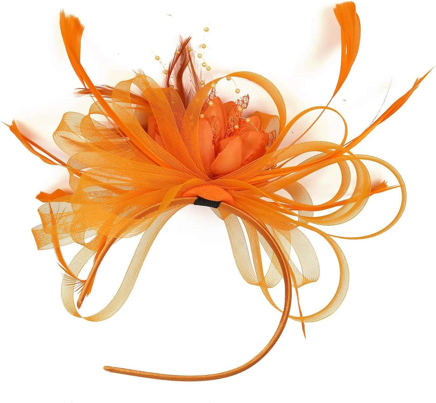 Fascinator Hats for Women Feather Flower Hair Clip Brooch Wedding Tea Party Hat Derby Race Headwear