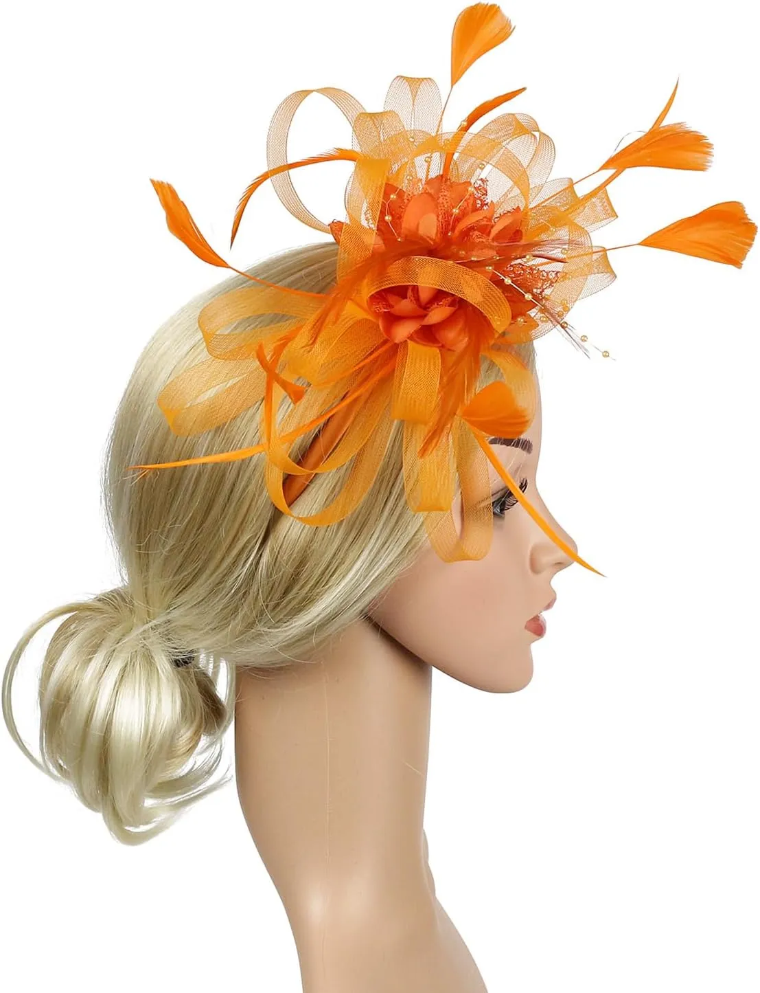 Fascinator Hats for Women Feather Flower Hair Clip Brooch Wedding Tea Party Hat Derby Race Headwear