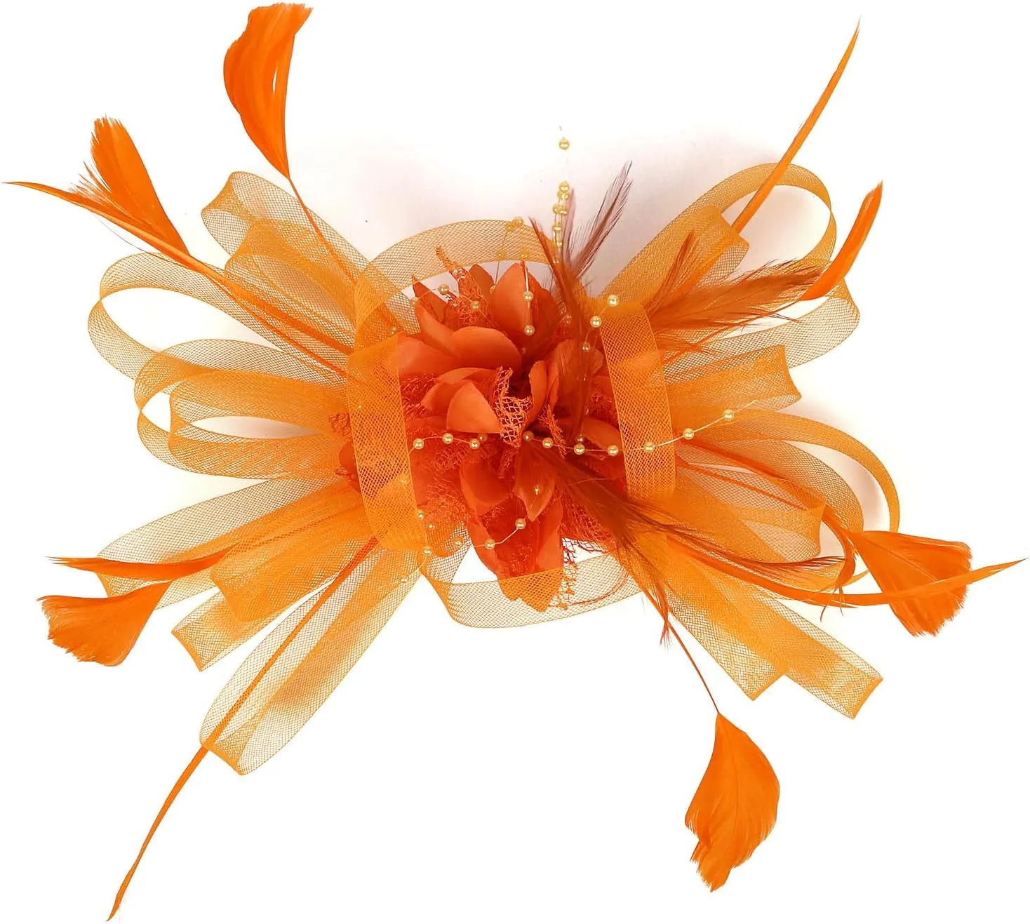 Fascinator Hats for Women Feather Flower Hair Clip Brooch Wedding Tea Party Hat Derby Race Headwear