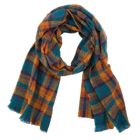 Fay - Women's Woven Plaid Scarf W/ Raw Edges