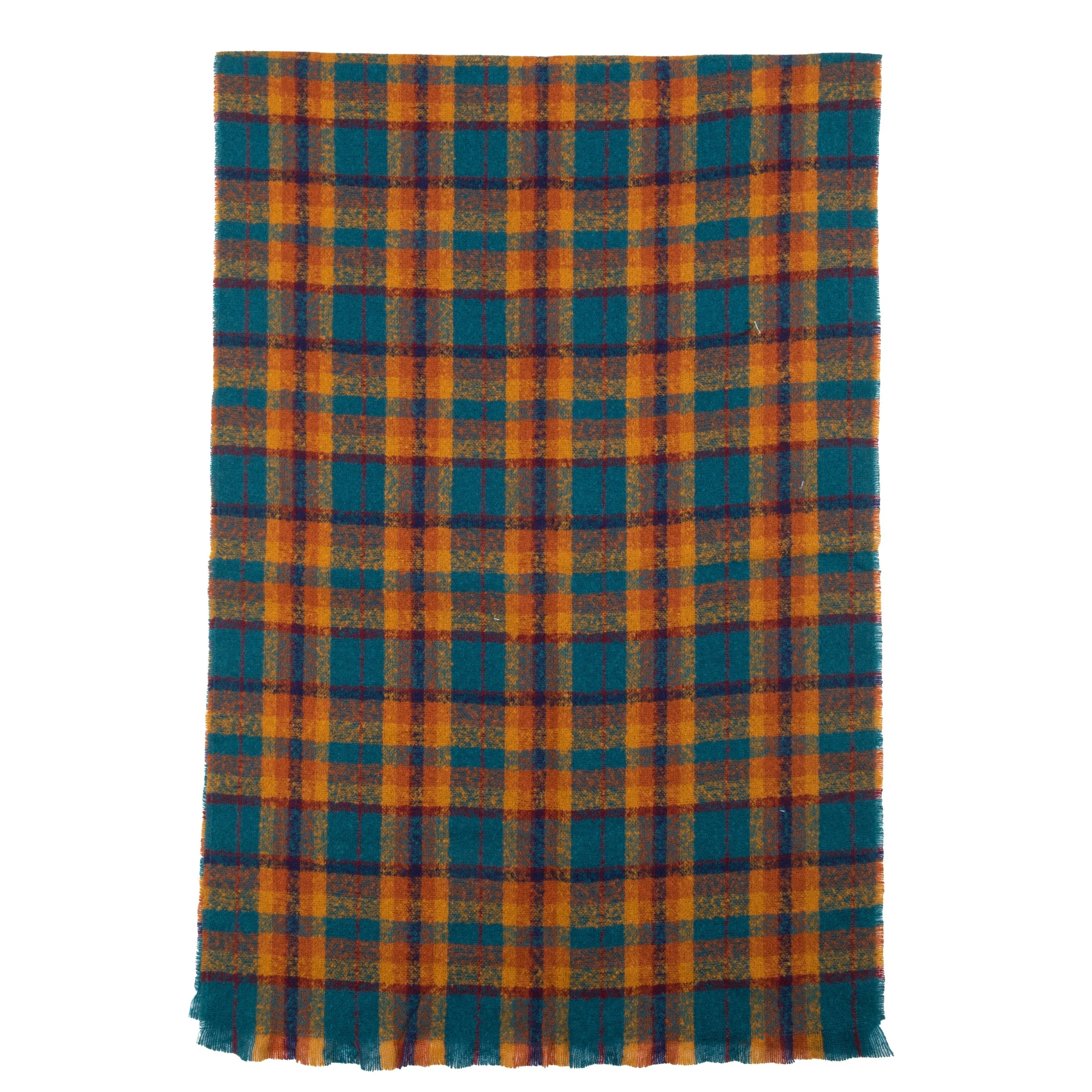 Fay - Women's Woven Plaid Scarf W/ Raw Edges
