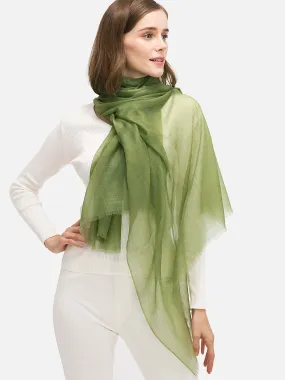 Featherlight Olive Green Cashmere Scarf