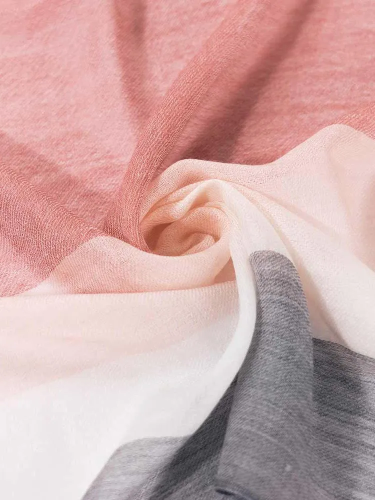 Featherlight Pink White Cashmere Scarf