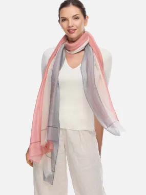 Featherlight Pink White Cashmere Scarf