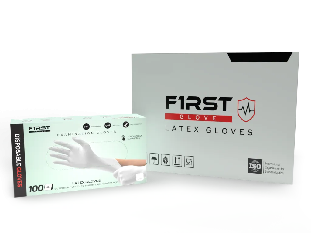 First Glove 5 Mil Latex Disposable Exam Medical Gloves