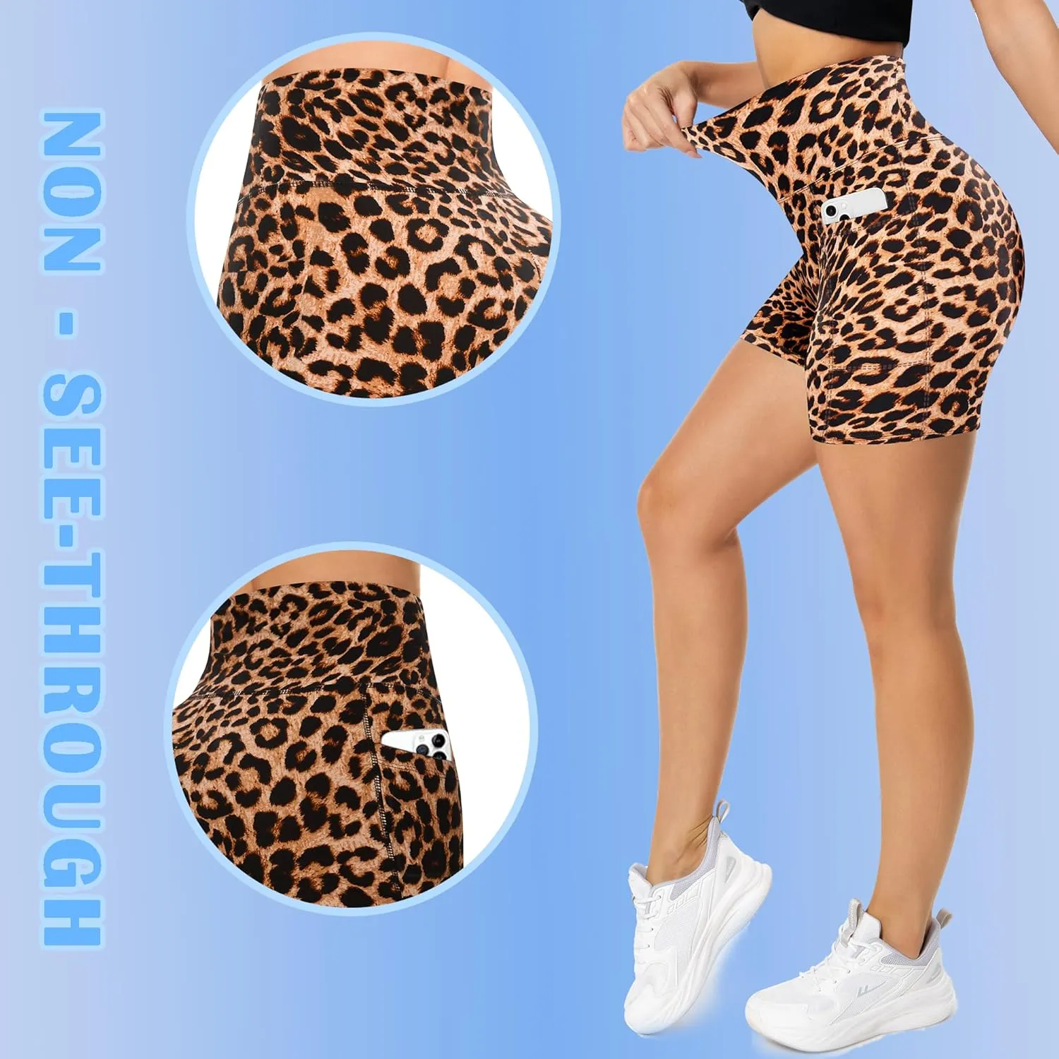 FULLSOFT High Waisted Biker Shorts for Women-5" Tummy Control Fitness Athletic Workout Running Yoga Gym Shorts