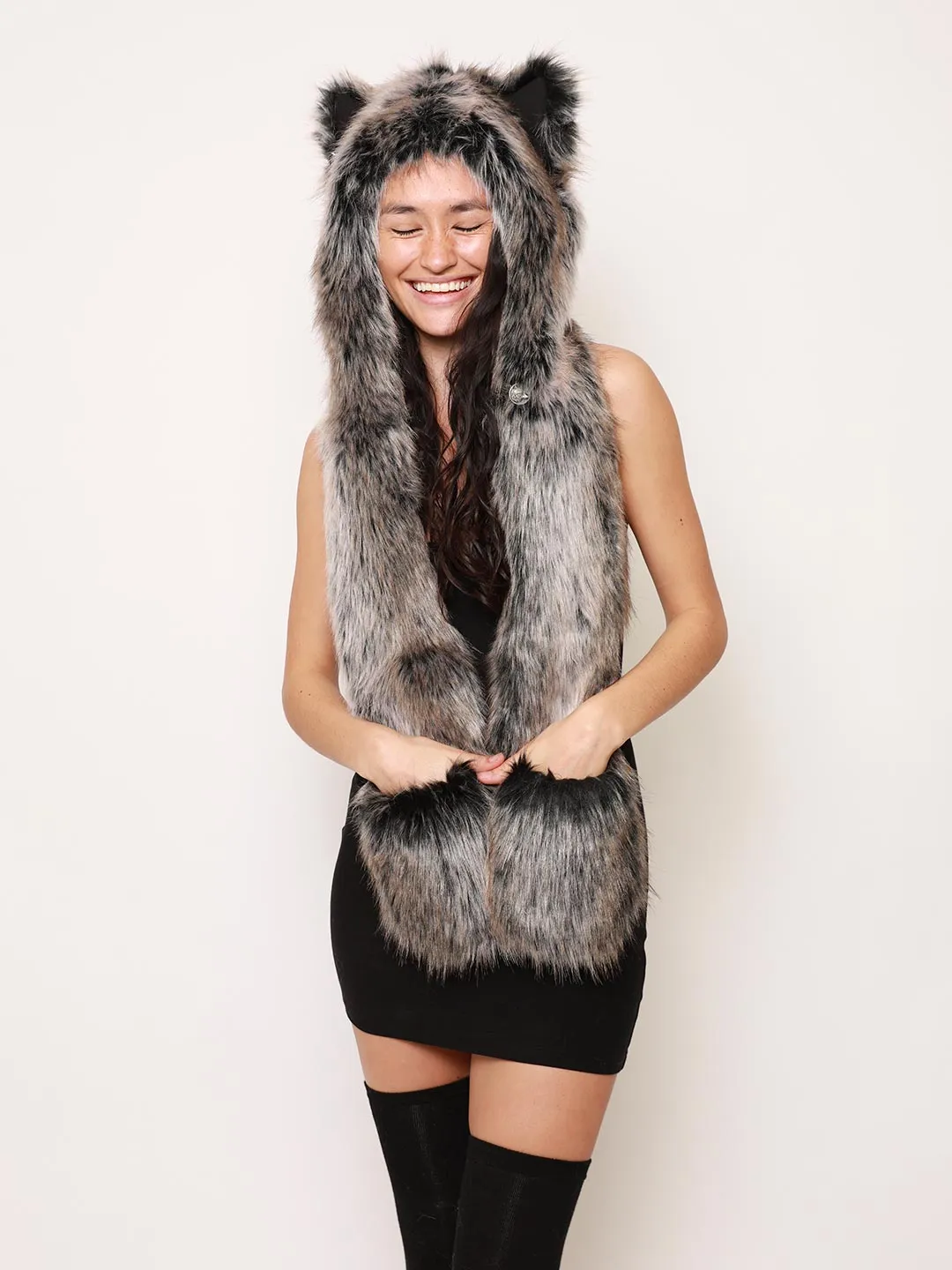 Grey Wolf Faux Fur Hood | Women's