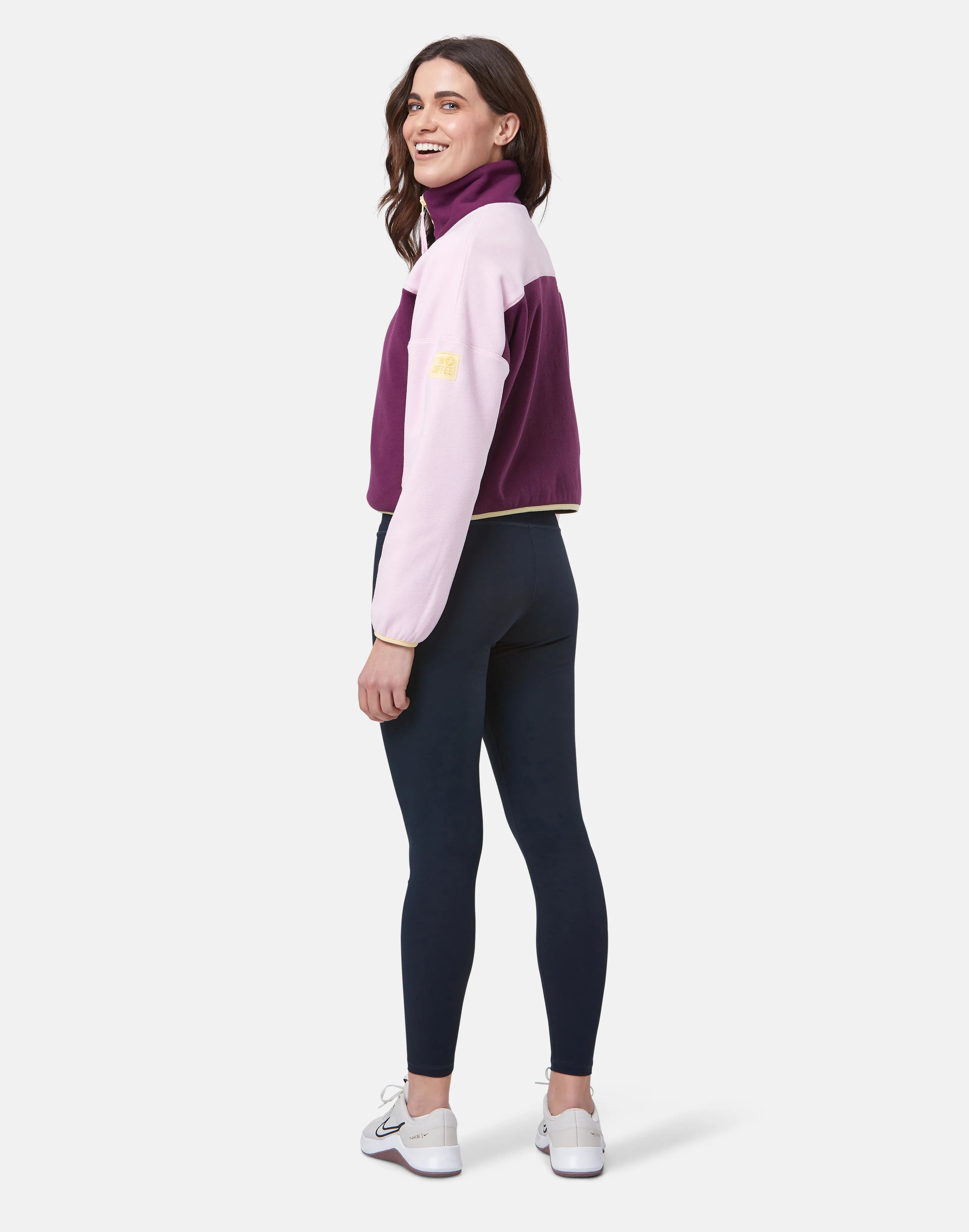 Half Zip Crop Polar Fleece in Sangria
