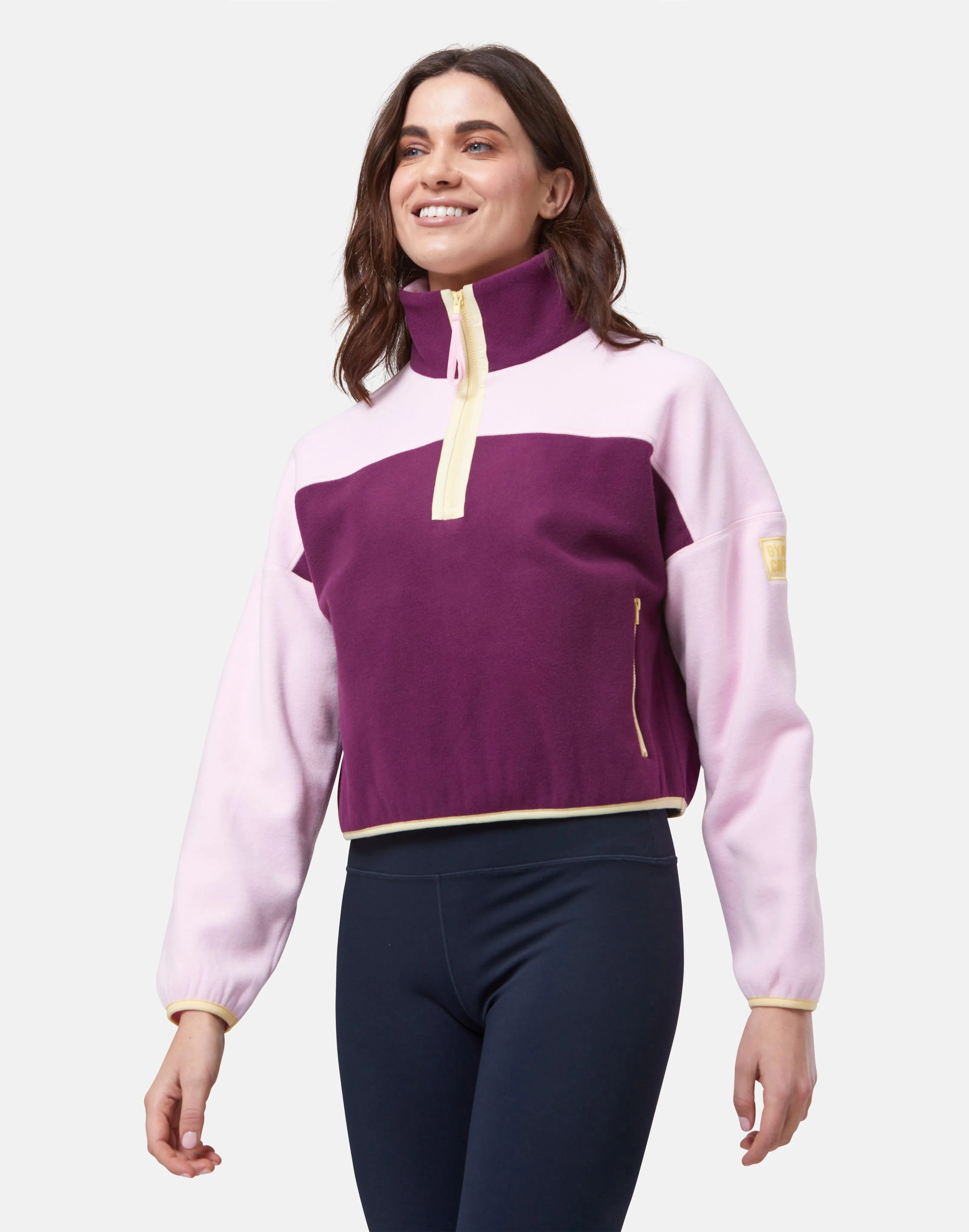 Sangria Half-Zip Cropped Polar Fleece - Enhanced Title