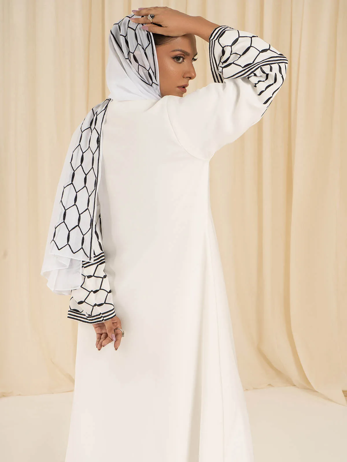 Stunning Pearl-Embroidered Abaya