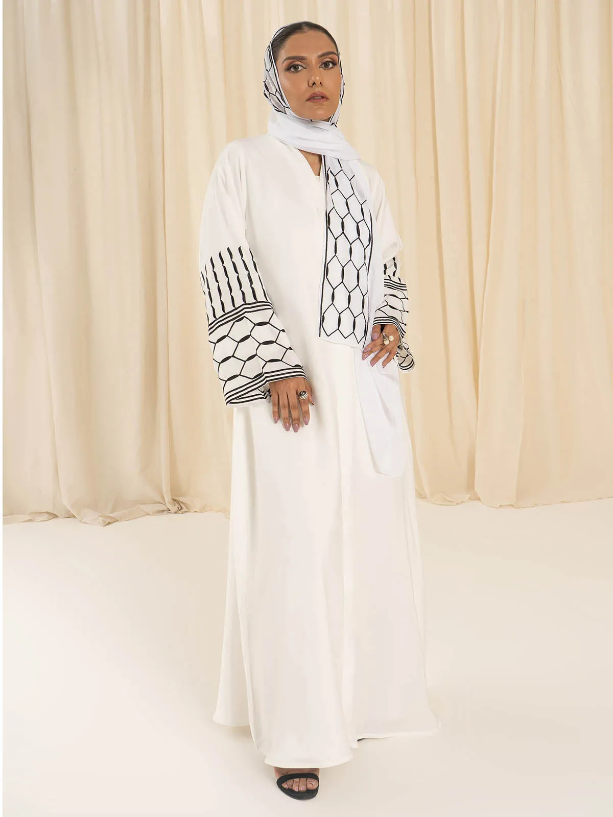 Stunning Pearl-Embroidered Abaya