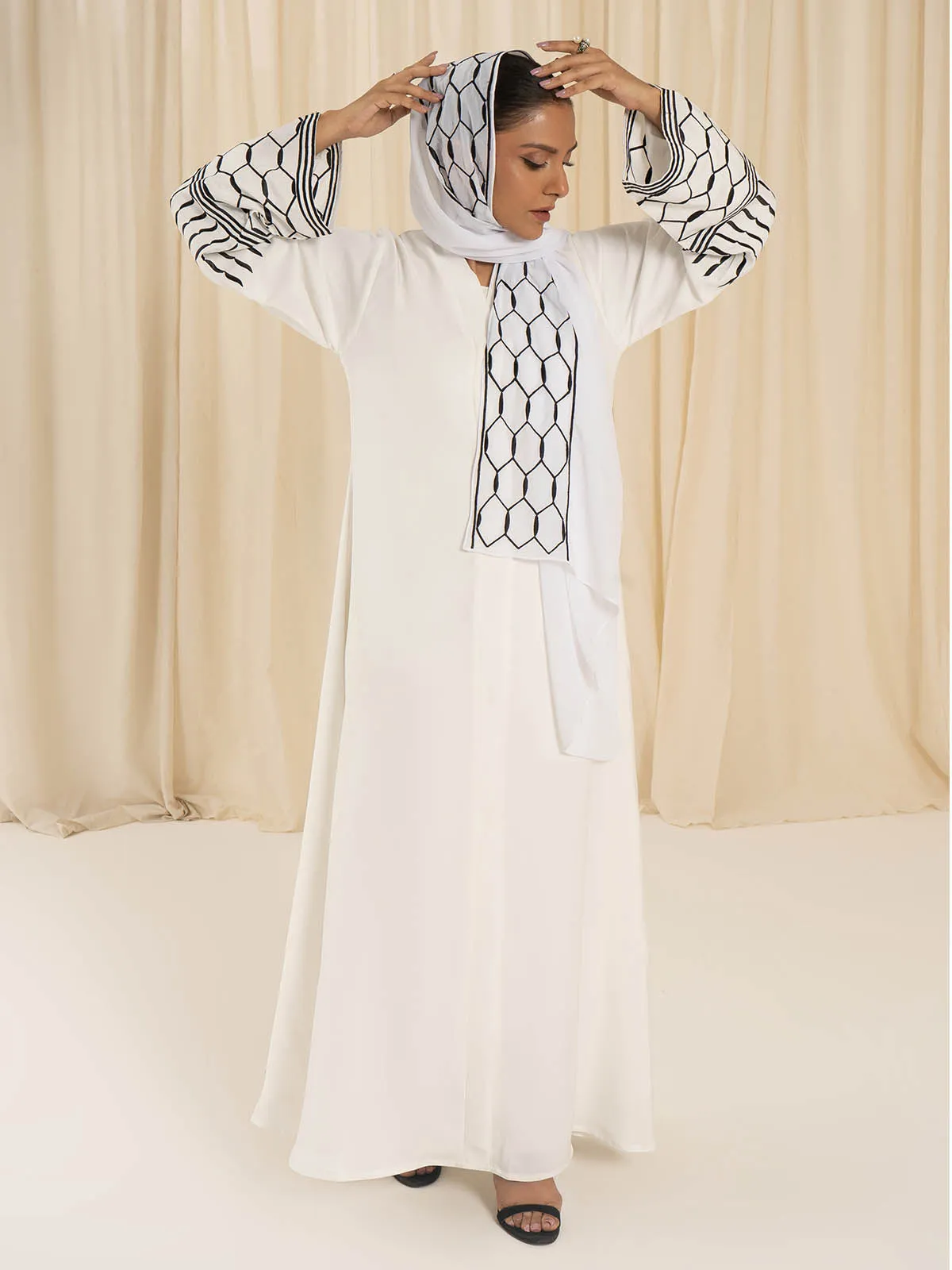 Stunning Pearl-Embroidered Abaya