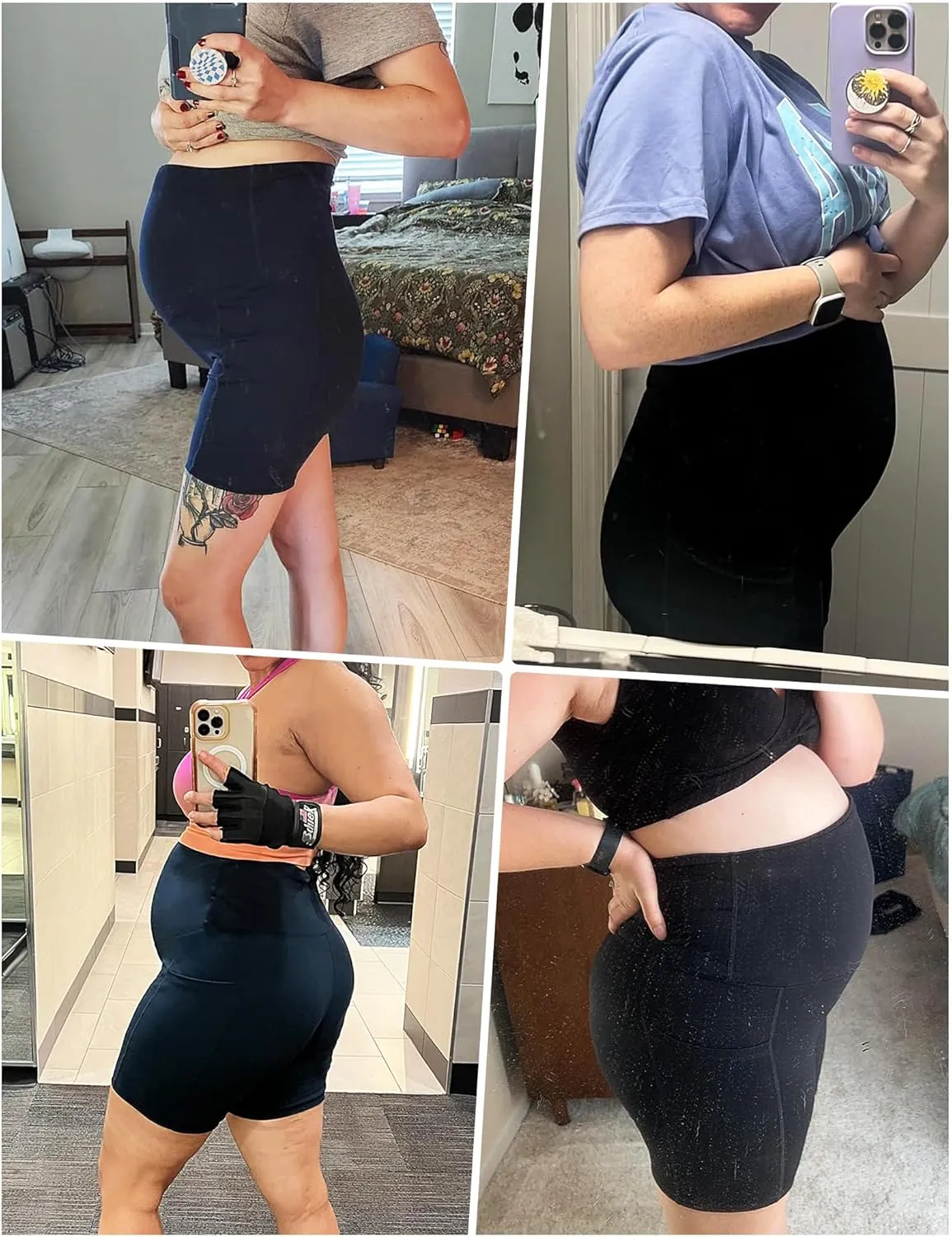 HOFISH Maternity Shorts for Women Over The Belly Pregancy Biker Shorts Workout Active Running Short Pants with Pockets