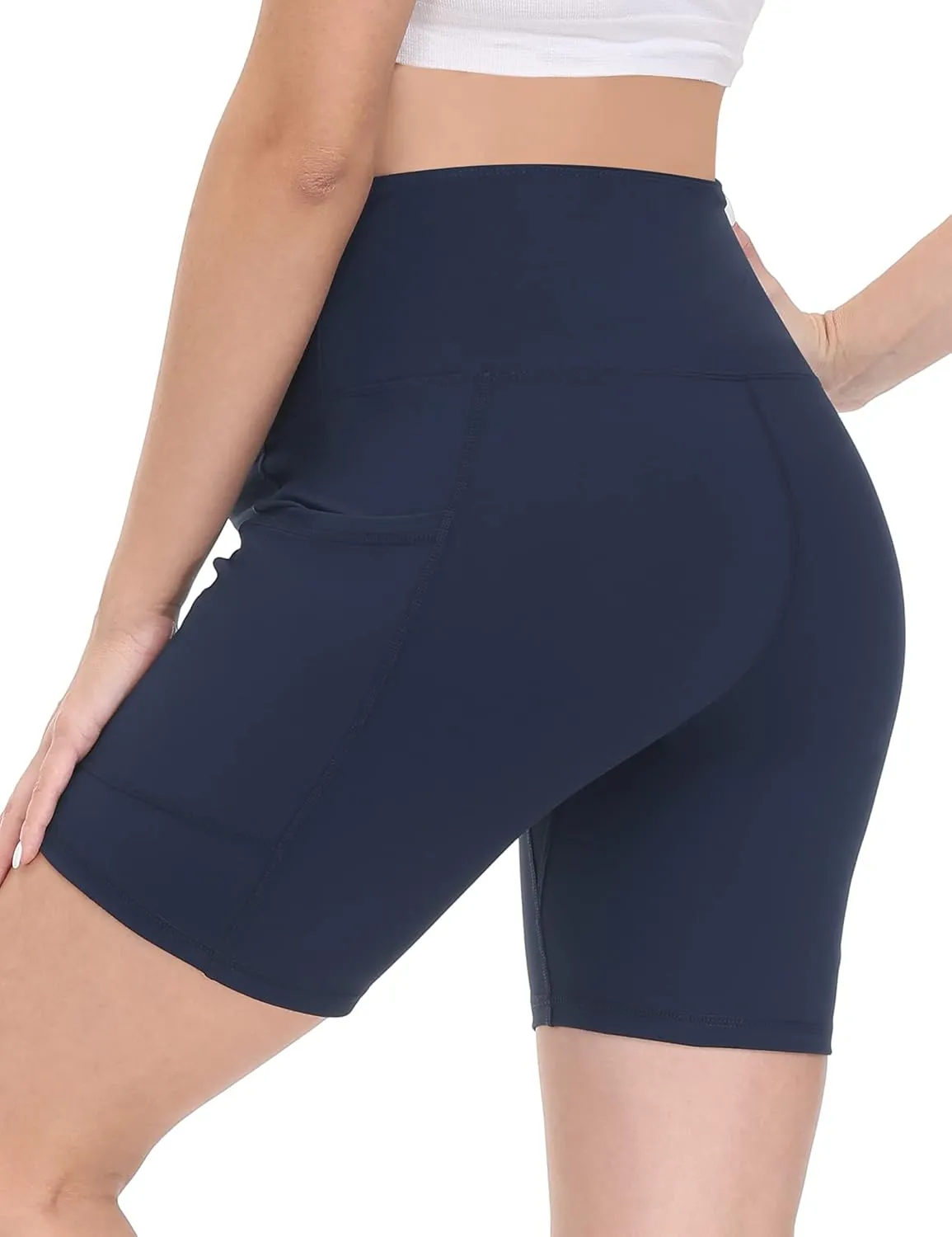HOFISH Maternity Shorts for Women Over The Belly Pregancy Biker Shorts Workout Active Running Short Pants with Pockets