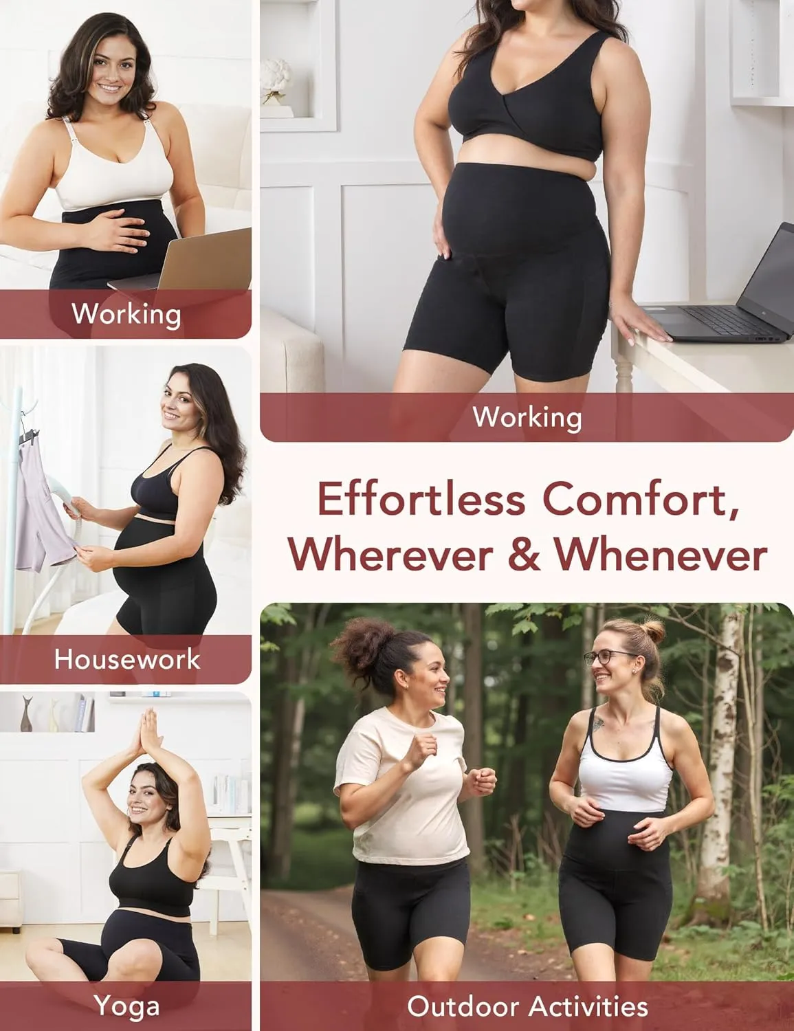HOFISH Maternity Shorts for Women Over The Belly Pregancy Biker Shorts Workout Active Running Short Pants with Pockets