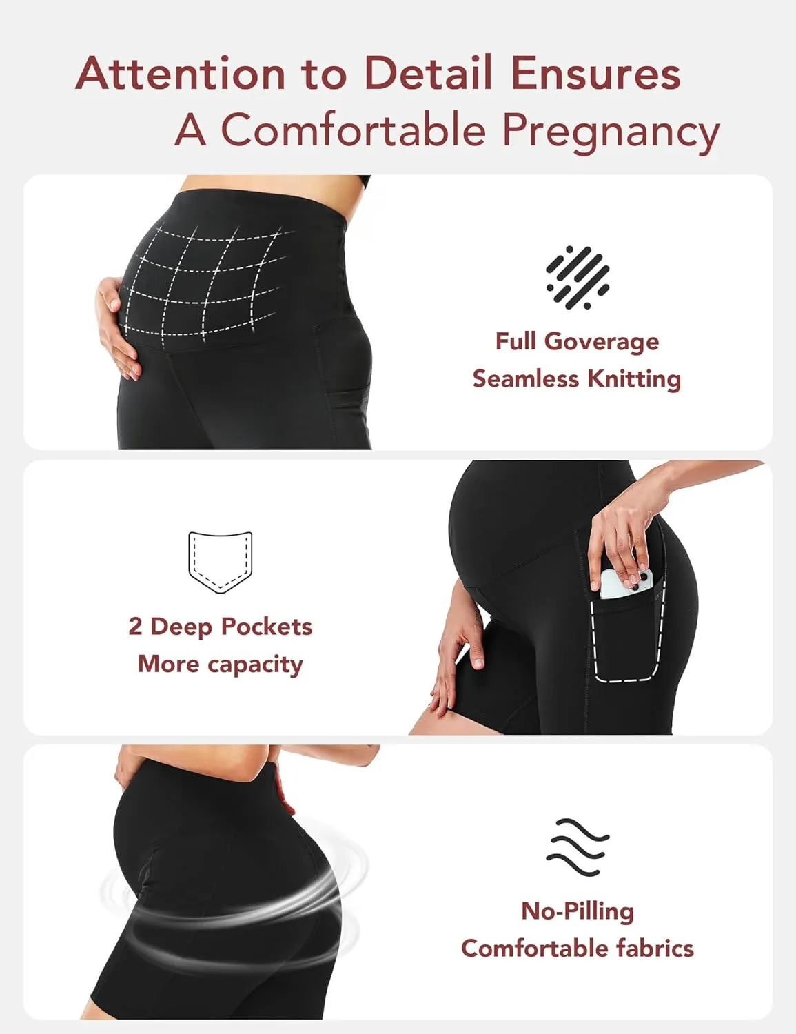 HOFISH Maternity Shorts for Women Over The Belly Pregancy Biker Shorts Workout Active Running Short Pants with Pockets