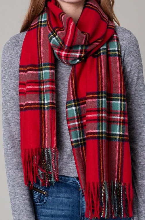 Cozy Holly Red Plaid Scarf - Festive Winter Accessory