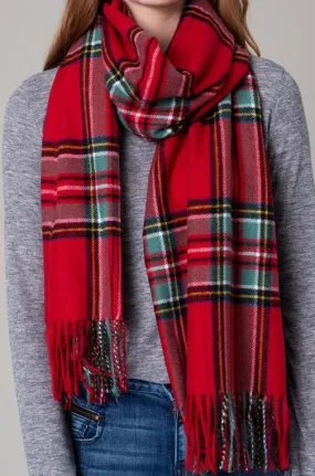 Cozy Holly Red Plaid Scarf - Festive Winter Accessory