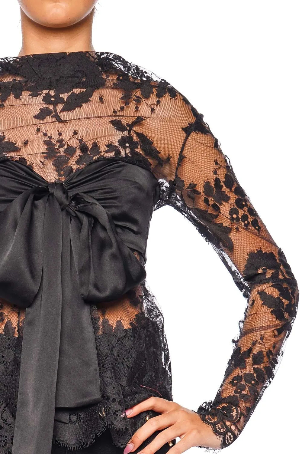 Illustration Lace Bow Bodice Top
