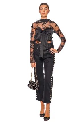 Illustration Lace Bow Bodice Top