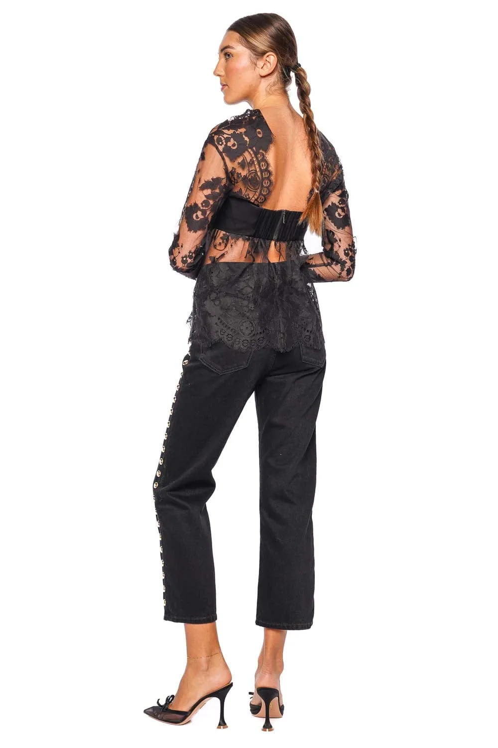 Illustration Lace Bow Bodice Top
