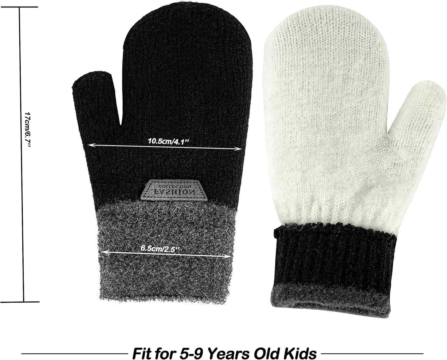INOGIH Kids Double Layer Warm Knit Mittens Girls Boys Winter Outdoor Gloves for 3-7 Years