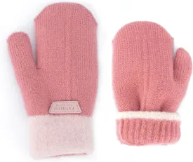 INOGIH Kids Double Layer Warm Knit Mittens Girls Boys Winter Outdoor Gloves for 3-7 Years