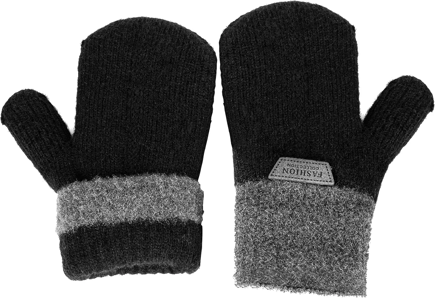 INOGIH Kids Double Layer Warm Knit Mittens Girls Boys Winter Outdoor Gloves for 3-7 Years