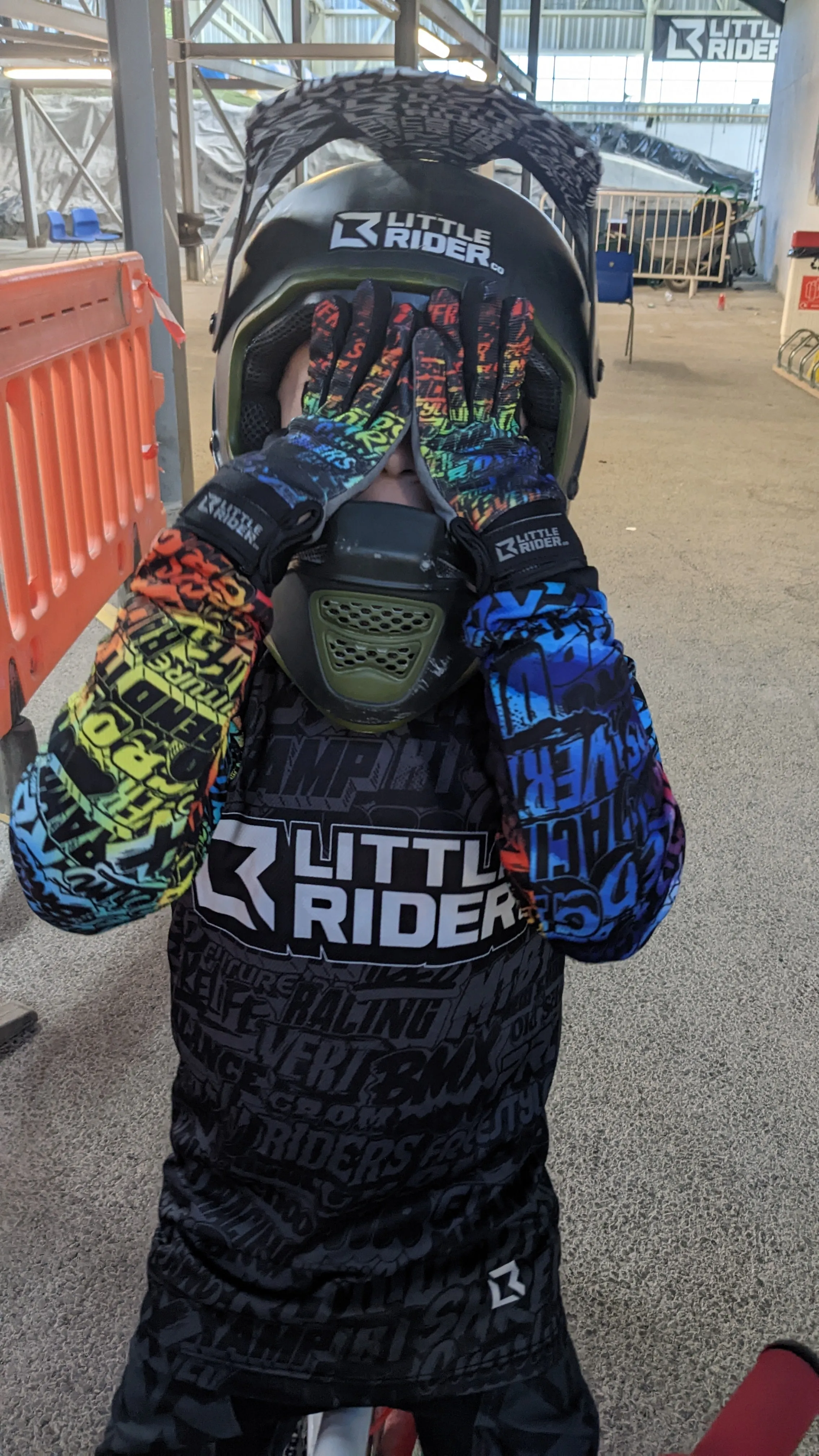 Kids Bike Gloves by Little Rider Co - Inspire Series - Colorful Colour Blast Design