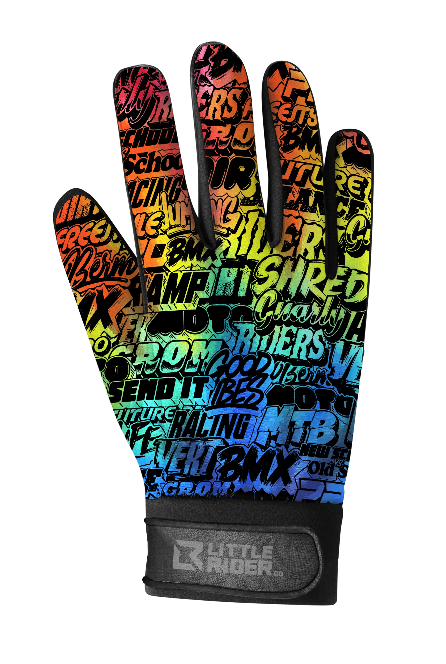 Kids Bike Gloves by Little Rider Co - Inspire Series - Colorful Colour Blast Design