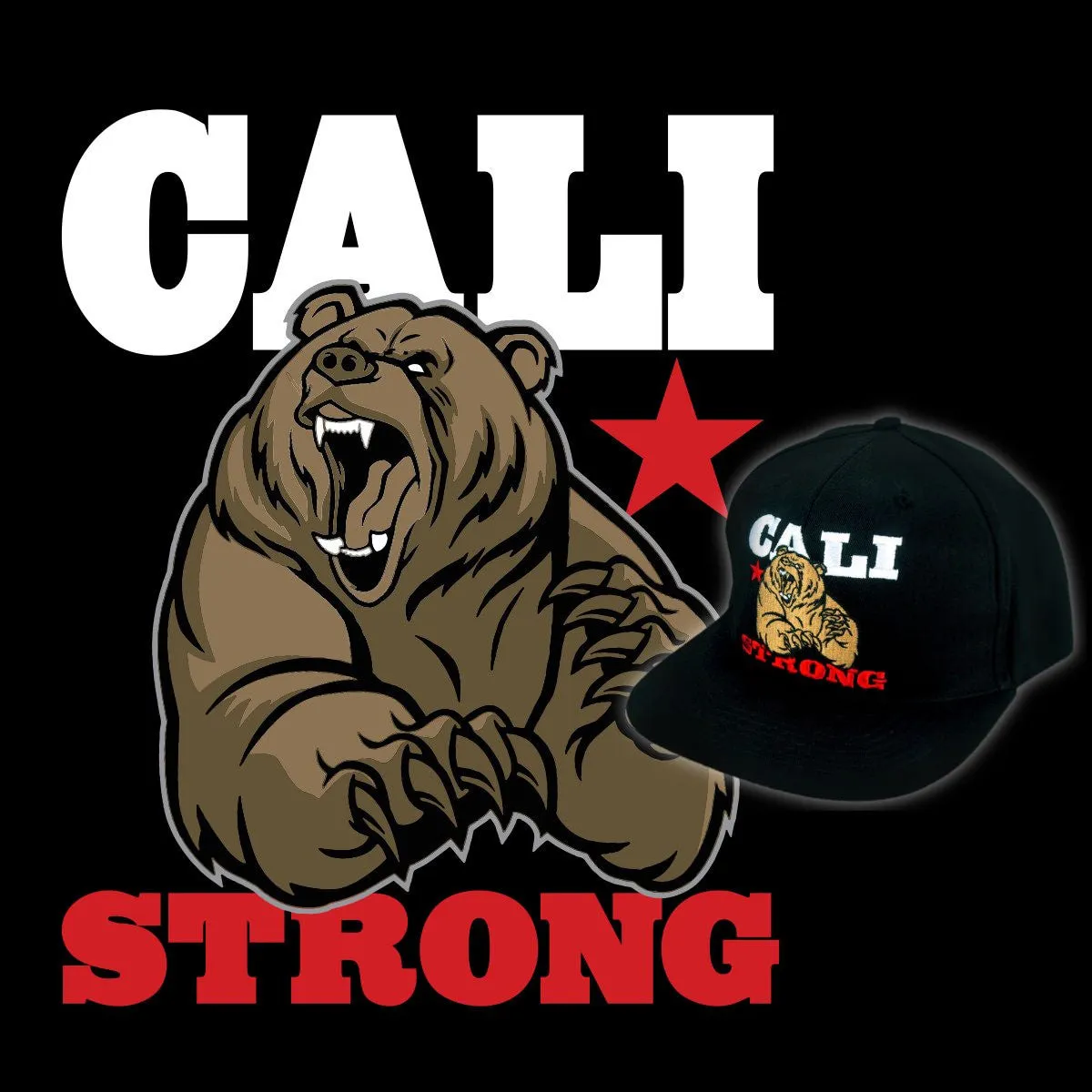 Mean Bear Flat Bill Snapback Black Cap
