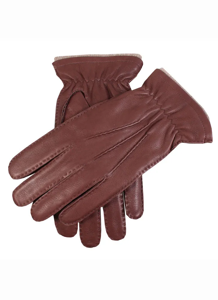 Men's Handsewn Three-Point Cashmere-Lined Deerskin Leather Gloves