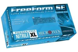 Microflex Medium Blue 9.5" FreeForm SE 3.9 mil Nitrile Ambidextrous Non-Sterile Powder-Free Disposable Gloves With Textured Fingers Finish, Beaded Cuffs And Polymer Inner Coating