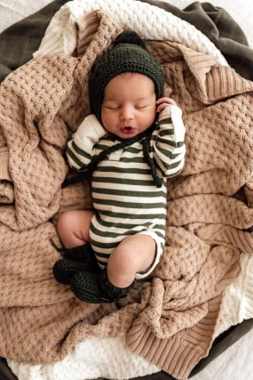 Olive Stripe Organic Long Sleeve Bodysuit