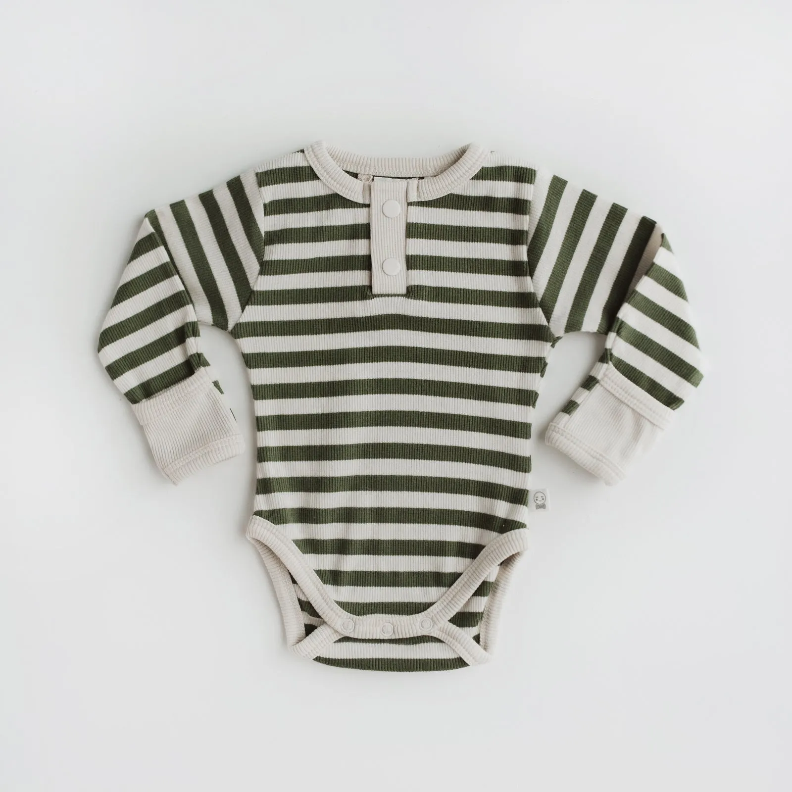 Olive Stripe Organic Long Sleeve Bodysuit