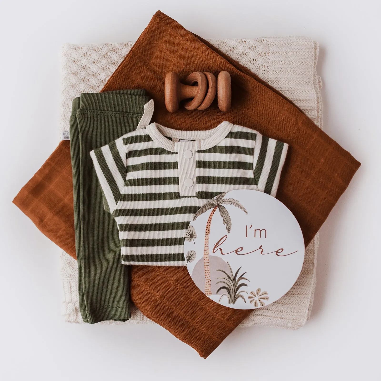 Olive Stripe Organic Long Sleeve Bodysuit